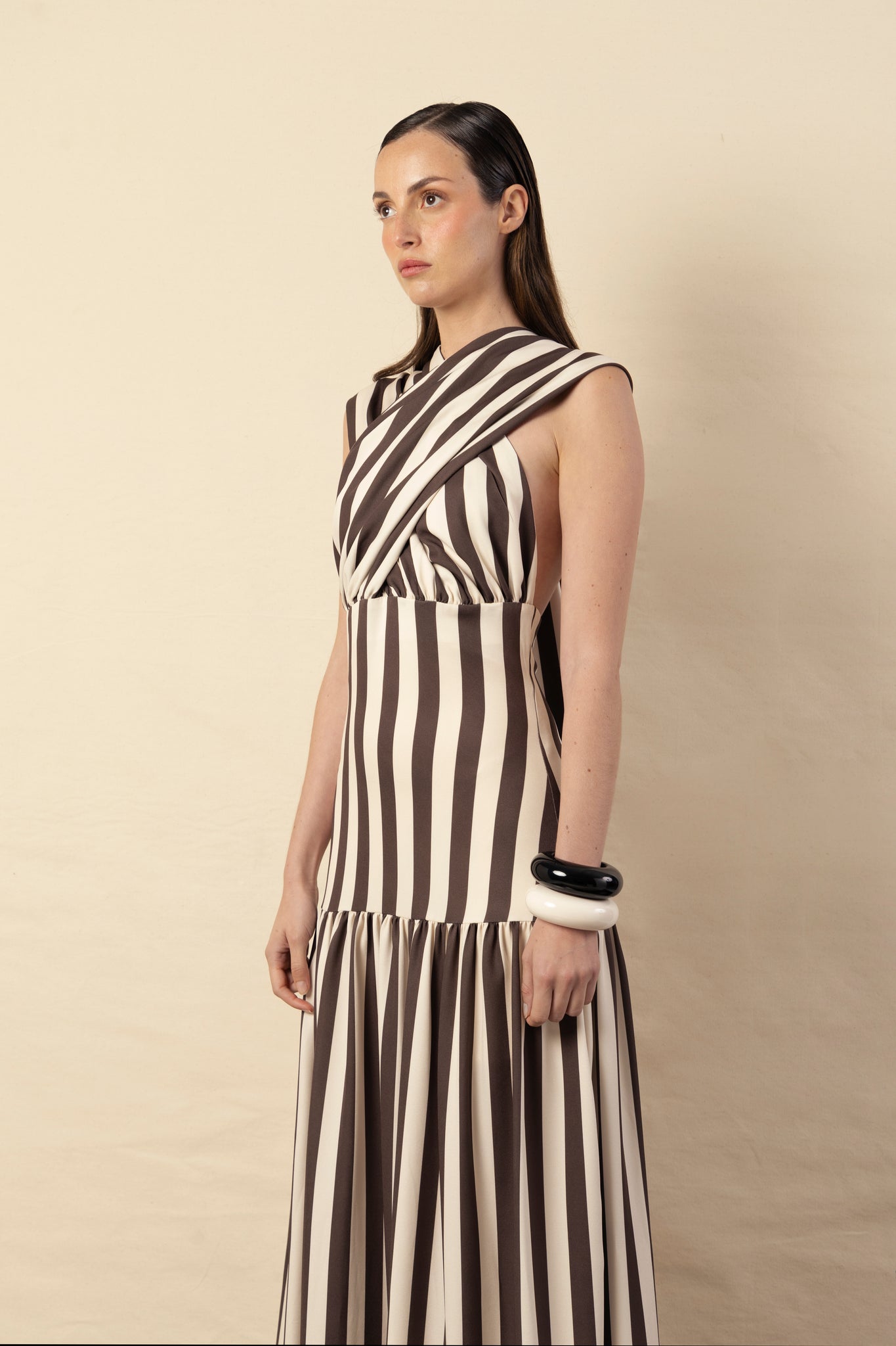 Vestido Violeta rayas marrón