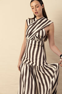 Vestido Violeta rayas marrón