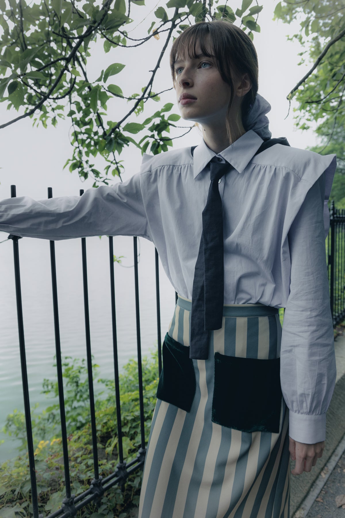 Claudia skirt with green stripes