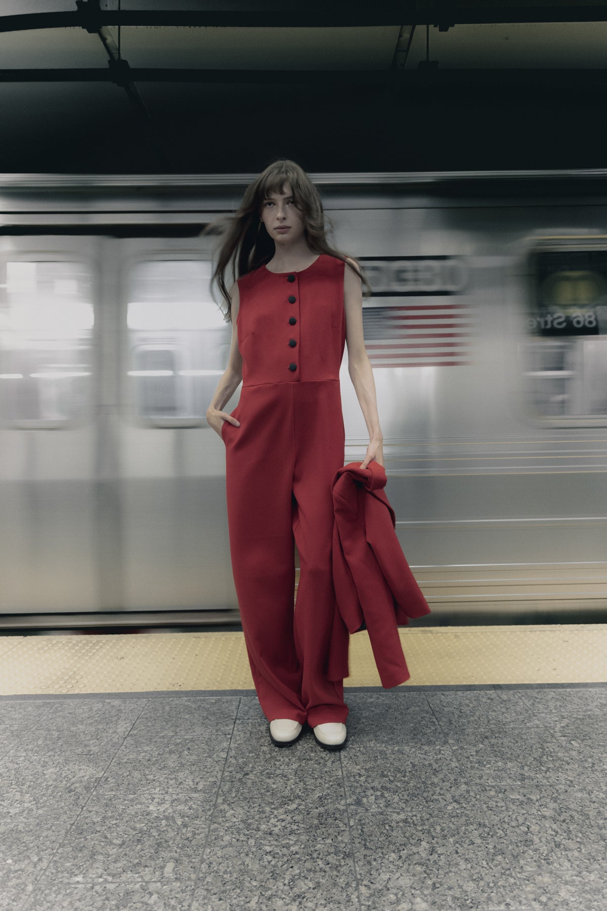 Steph red jumpsuit