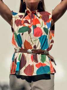 Camisa Marieta sin mangas tropical