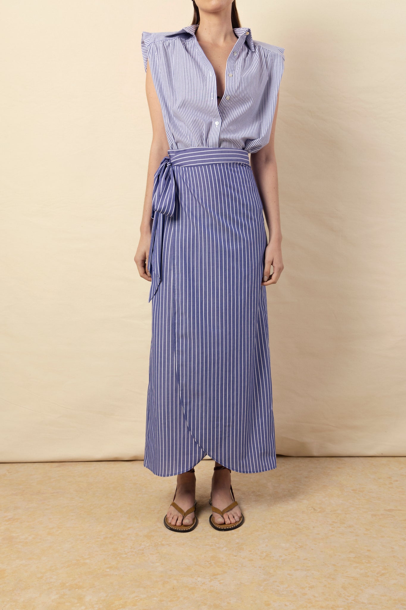 Camisa Marieta sin mangas rayas