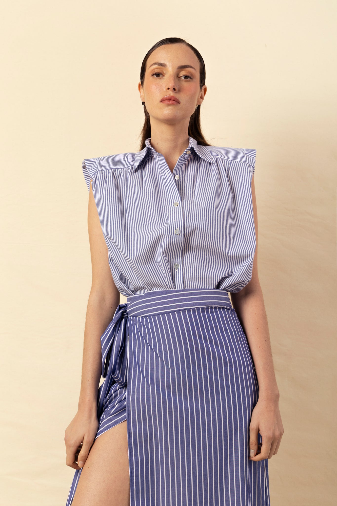 Camisa Marieta sin mangas rayas