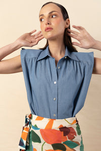 Camisa Marieta sin mangas denim
