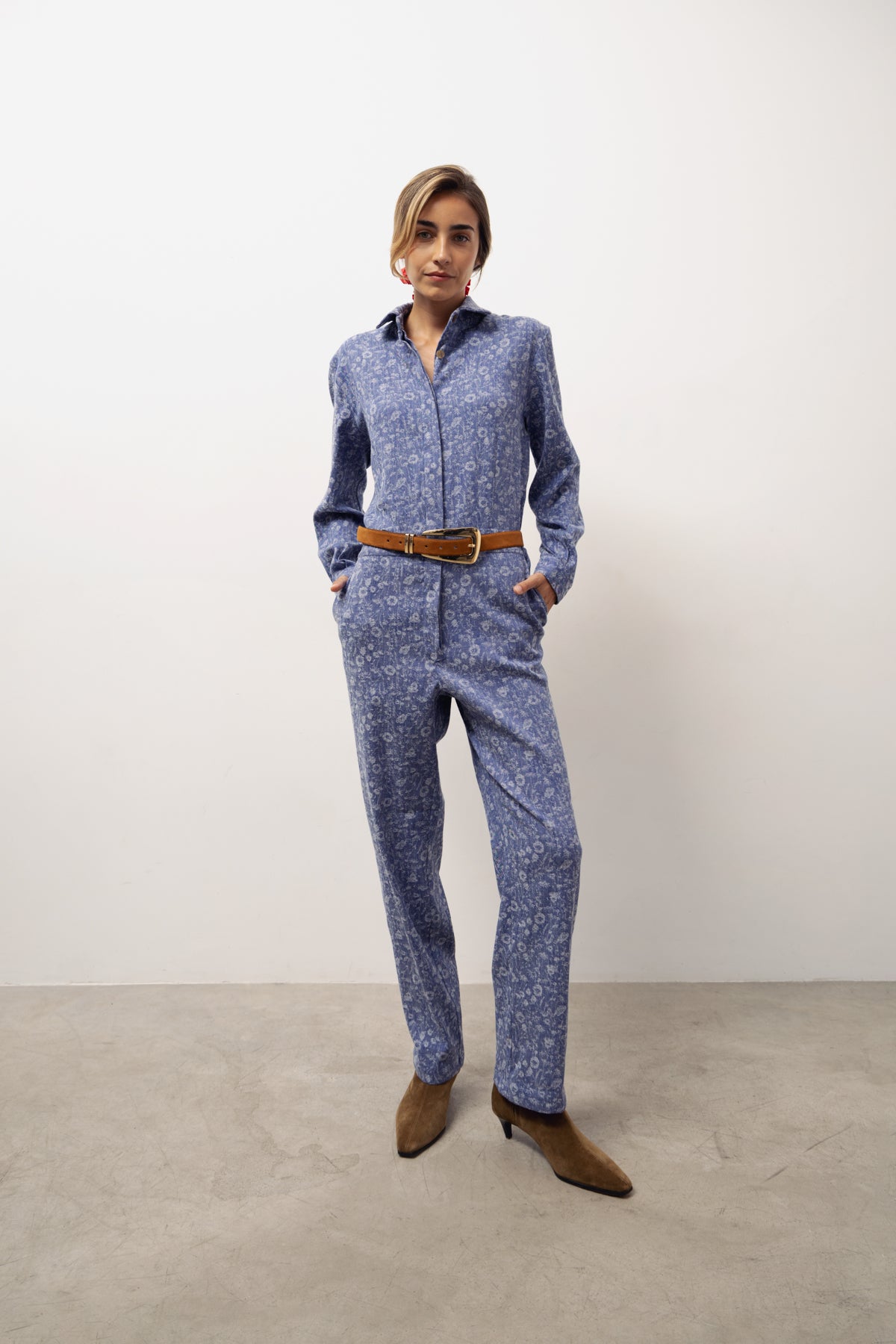 Juana denim floral jumpsuit