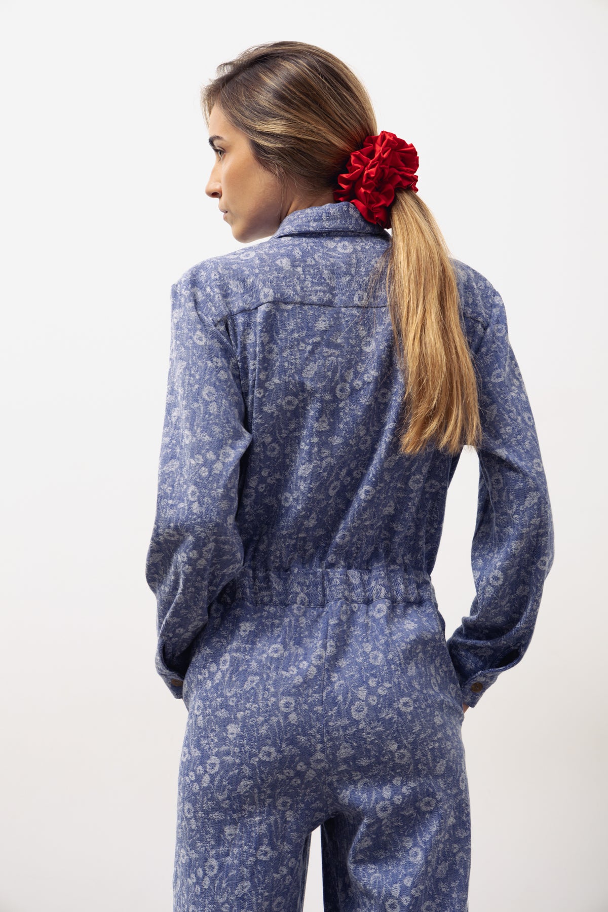 Juana denim floral jumpsuit