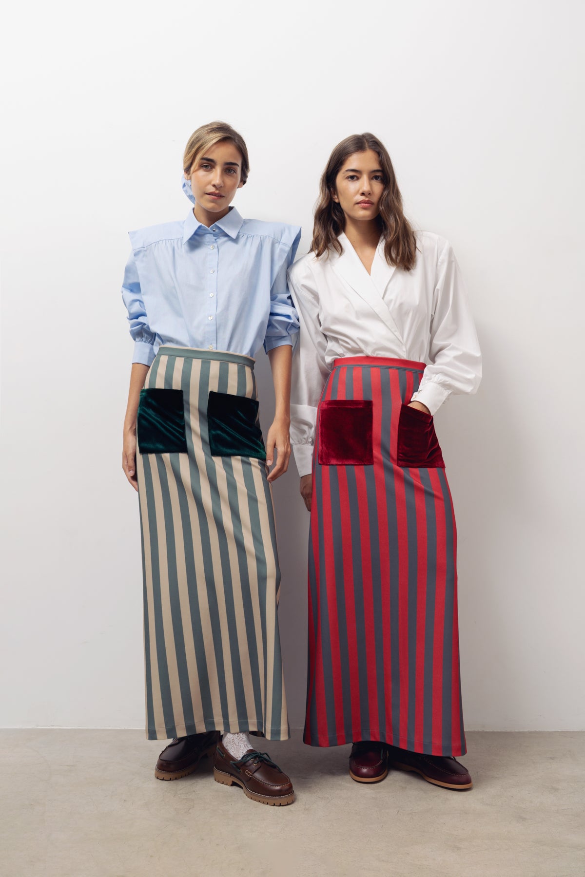 Claudia skirt with green stripes
