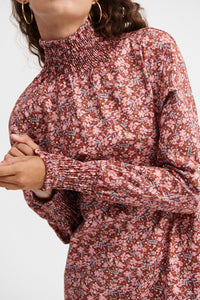 Vestido Patricia Largo Flores Granates