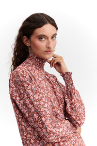 Vestido Patricia Largo Flores Granates