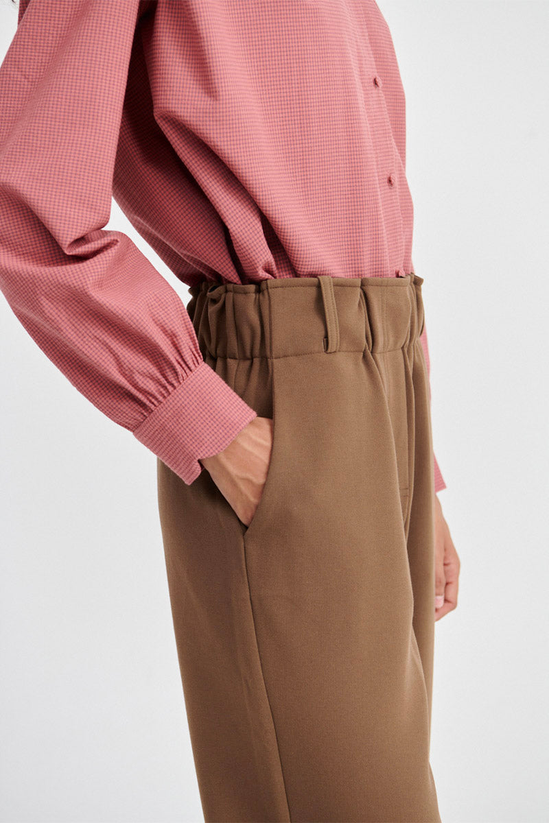 Pantalón Sofía Botón Marrón