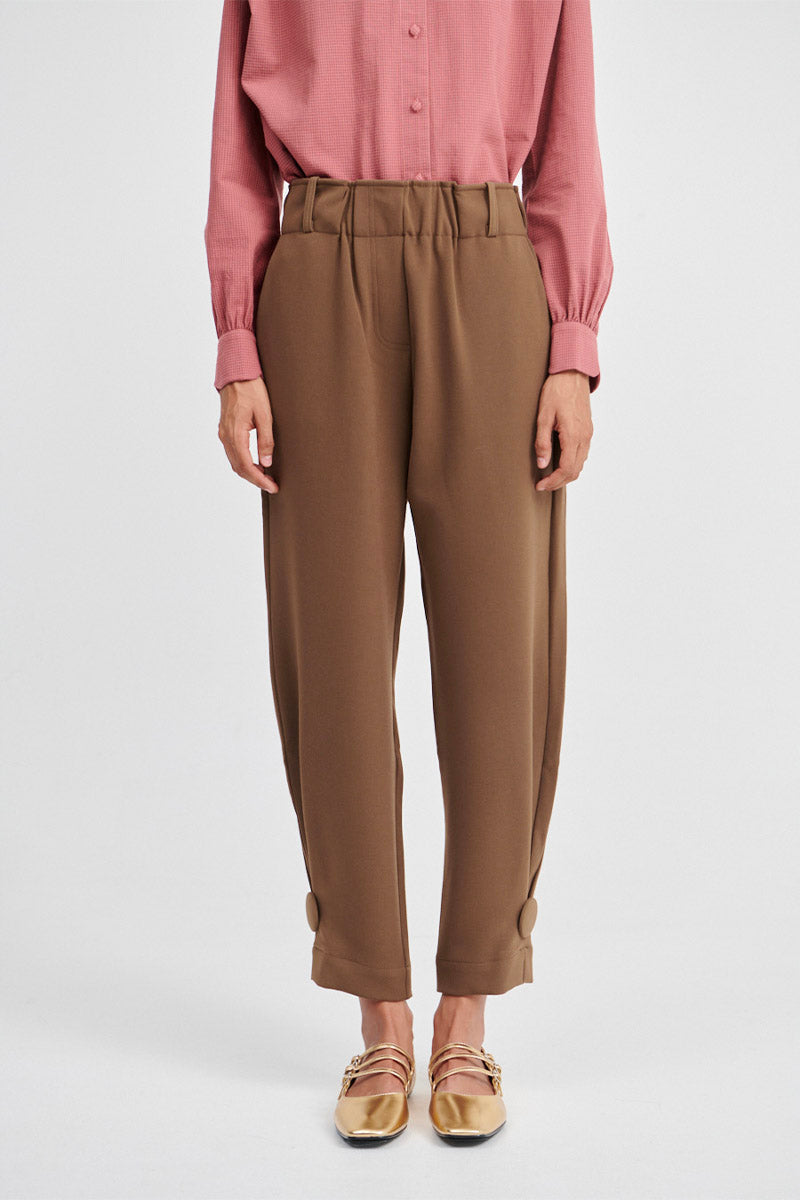Pantalón Sofía Botón Marrón