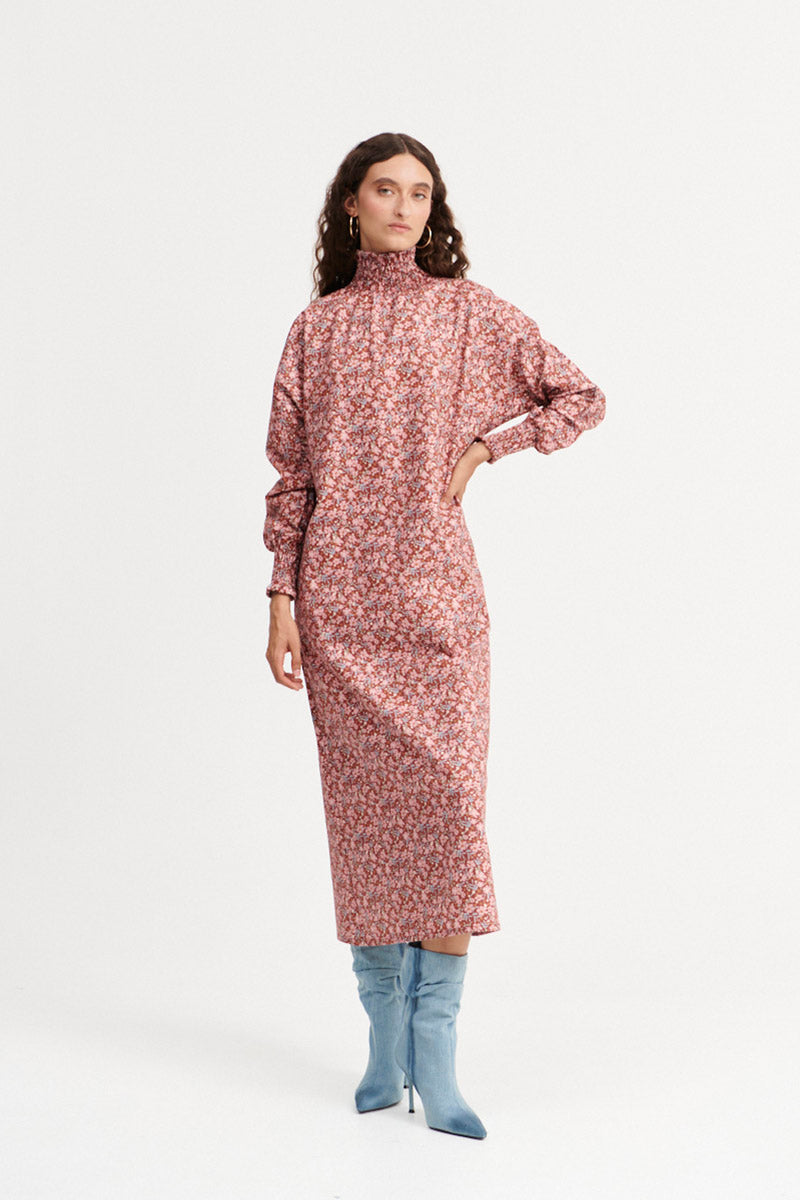 Vestido Patricia Largo Flores Granates