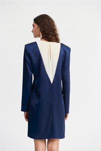 Vestido Giulia Azul Marino -Marfil