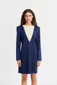 Vestido Giulia Azul Marino -Marfil