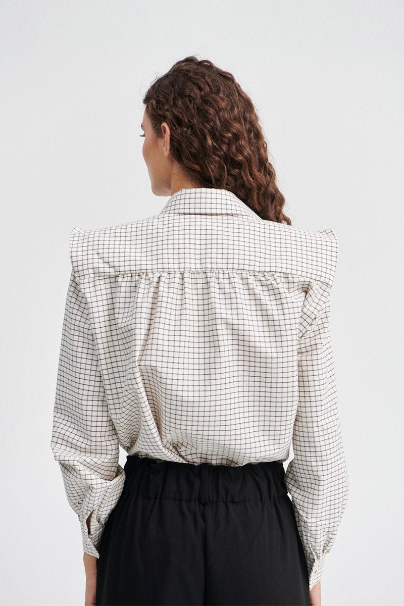 Camisa Marieta Cuadros Beige