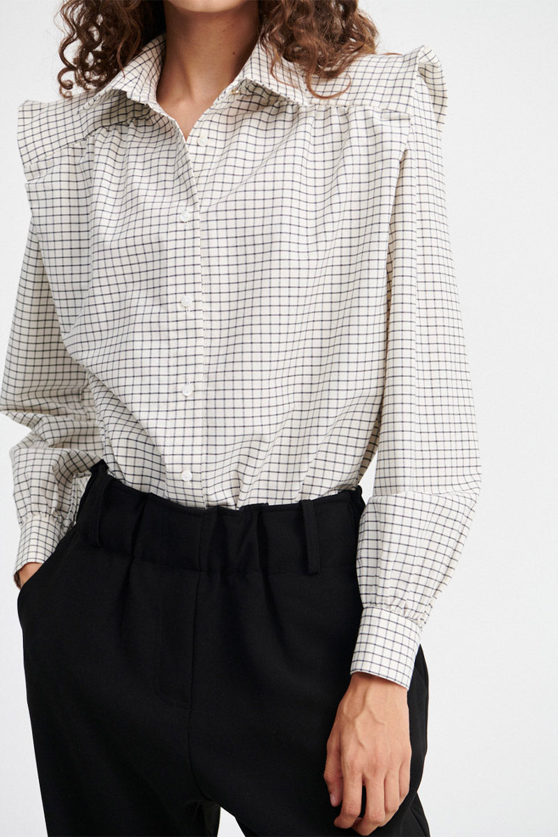 Camisa Marieta Cuadros Beige