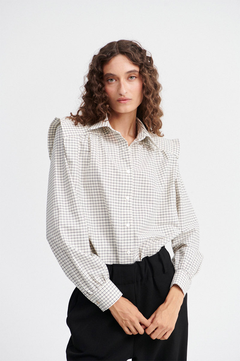 Camisa Marieta Cuadros Beige