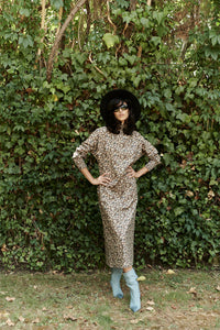 Vestido Patricia Largo Flores Negras