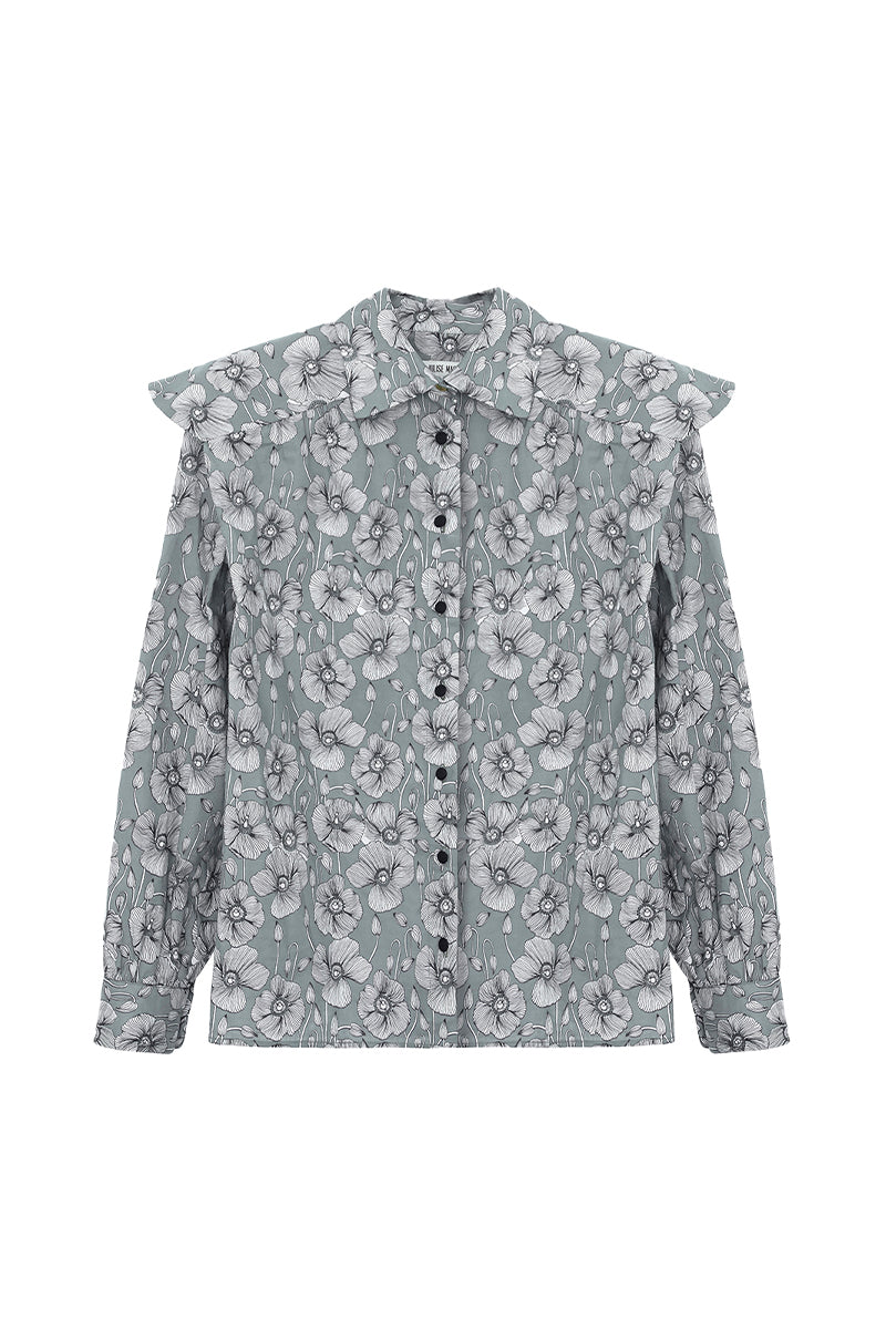 Camisa Miru Flores Grises