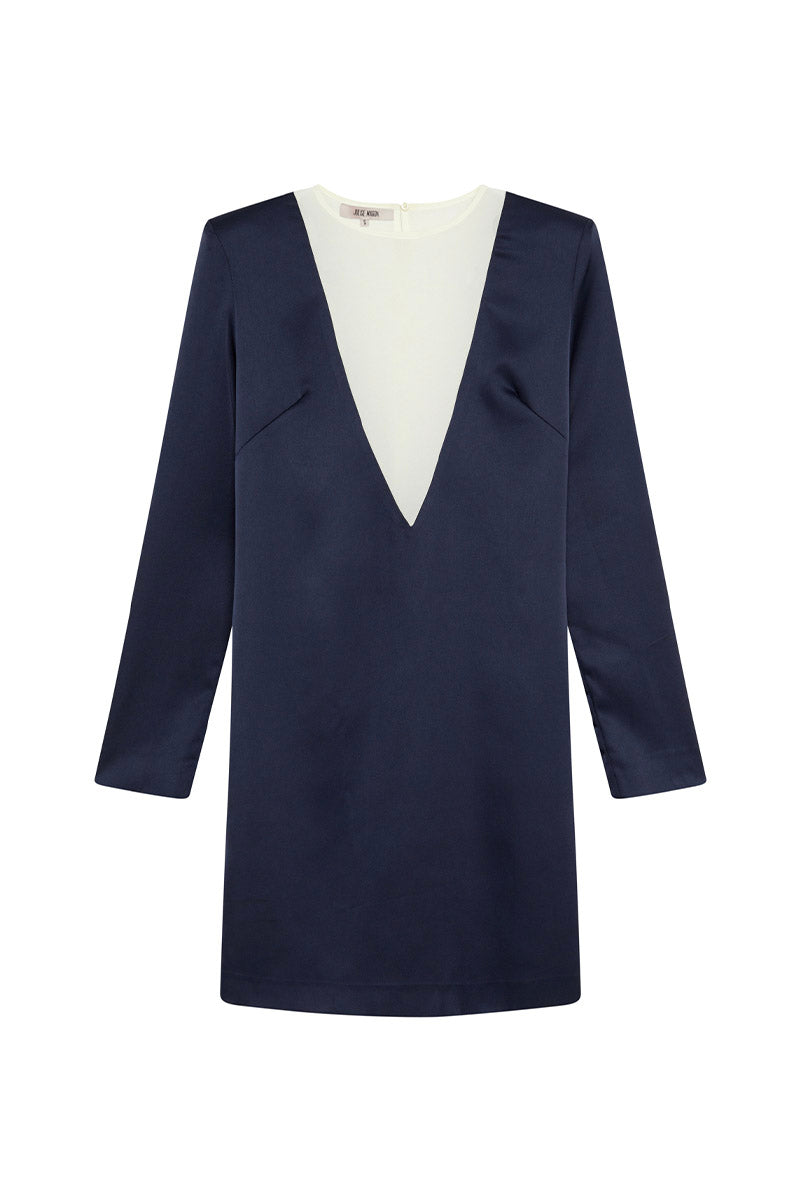 Vestido Giulia Azul Marino -Marfil