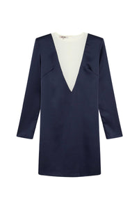 Vestido Giulia Azul Marino -Marfil