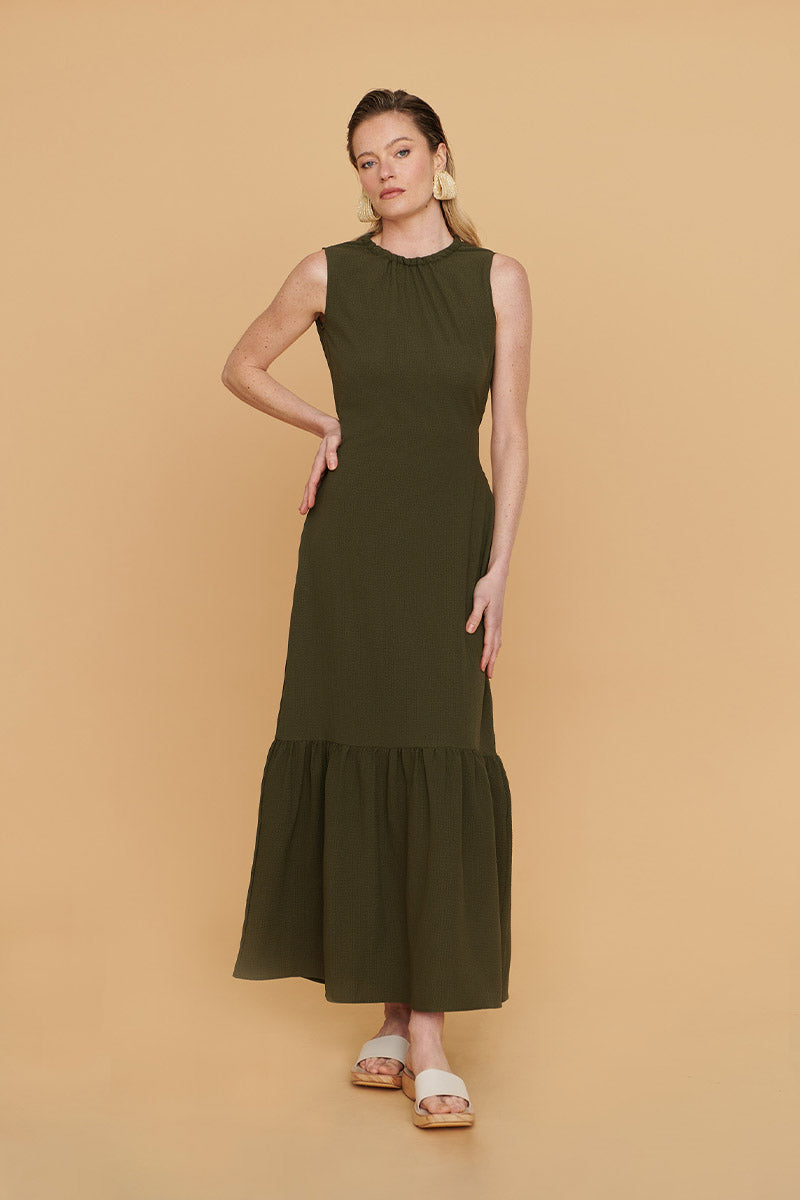 Vestido Julieta Largo Caqui