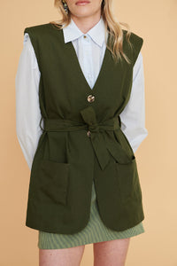 Chaleco Lina Verde Oliva Oscuro