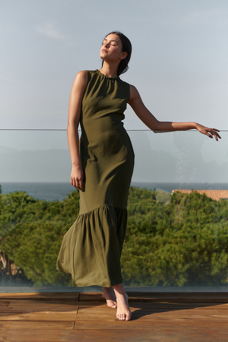 Vestido Julieta Largo Caqui