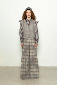 Pantalón Rosa Cuadros Gris