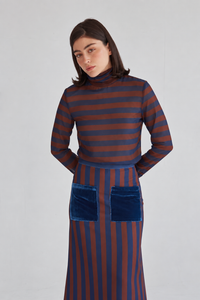 Blusa Crystal rayas marino-marrón