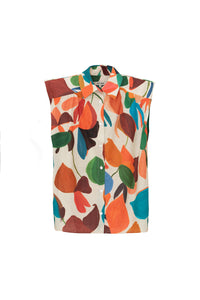 Camisa Marieta sin mangas tropical