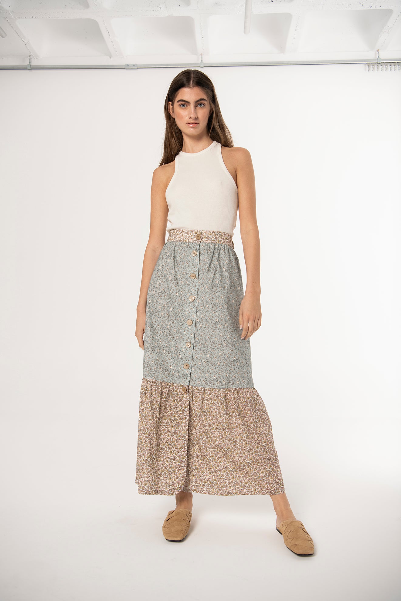 Natascha Light blue flowers & Tangerine