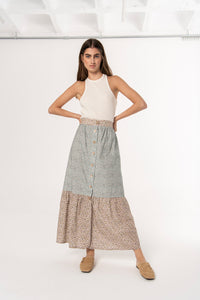 Natascha Light blue flowers & Tangerine