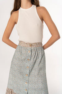 Natascha Light blue flowers & Tangerine