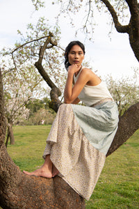 Natascha Light blue flowers & Tangerine
