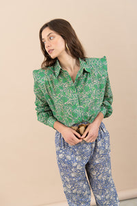 Camisa Marieta Flores Verdes