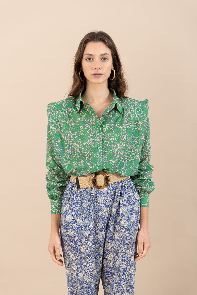 Camisa Marieta Flores Verdes