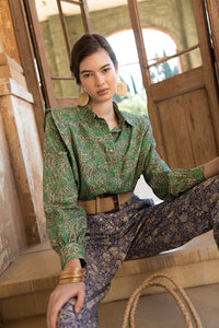 Camisa Marieta Flores Verdes