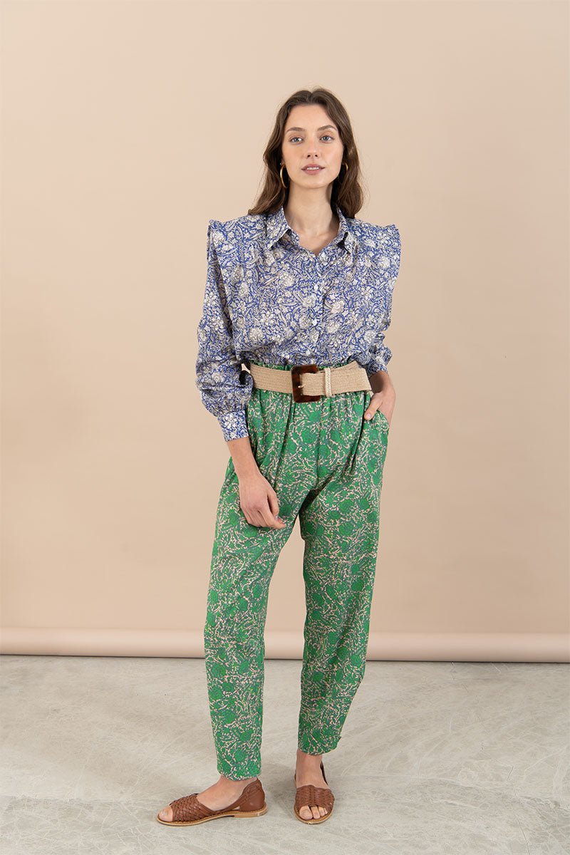Camisa Marieta Flores Azules