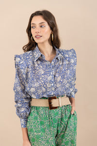 Camisa Marieta Flores Azules